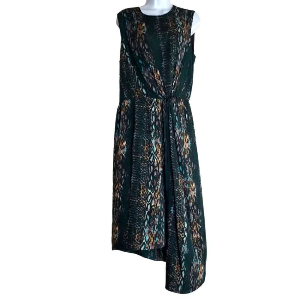 DKNYC Asymmetrical Printed Sleeveless Dress